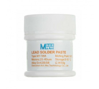 Паста паяльная MaAnt MY-38A (50 г, низкотемпературная 138°C, бессвинцовая)#2103668