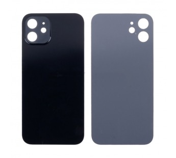 Задняя крышка для iPhone 12 (A2403) Черный (стекло, узкий вырез под камеру, логотип) - Премиум#2096704