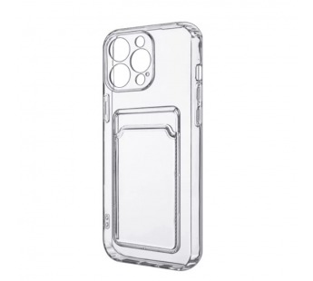 Чехол-накладка для iPhone 14 Pro (с защитой камеры, карманом для карт, прозрачный)#2095658