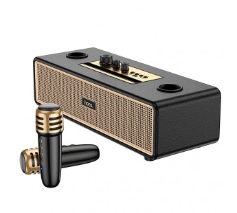 Портативная акустика Hoco BS63 (USB,FM,TF card,AUX, 2 микрофона беспроводных) (черный)#2094102