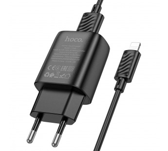 Адаптер Сетевой Hoco C134A Solid USB 2,4A/12W + кабель USB - Apple Lightning (black)#2131980