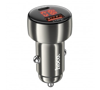 Адаптер Автомобильный Hoco Z50 Leader (повр. уп.) 48W PD30W+QC3.0 USB/Type-C/5V/3A (metal gr(240521)#2096046