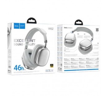 Накладные Bluetooth-наушники HOCO W52 (46 ч/400 mAh/Bluetooth/AUX/TF) серебро#2117230