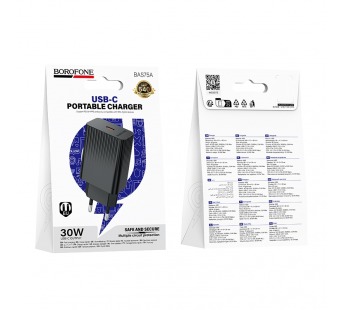 Адаптер сетевой BOROFONE BAS75A, PD30W (черный)#2095878