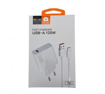 Сетевое зарядное устройство USB WUW T98 (1USB 120W + Кабель USB - Type-C для Xiaomi Samsung Huawei и#2095976
