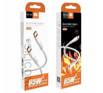 Кабель Type-C - Type-C WUW X225 1m PD 65W (Силиконовый Термостойкий) Белый#2126334