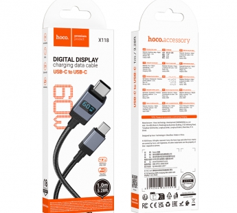 Кабель Type-C - Type-C Hoco X118 60W 1м черный#2096305