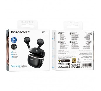 Наушники Bluetooth Borofone FQ11, в кейсе, сенсорные, цвет черный#2109768