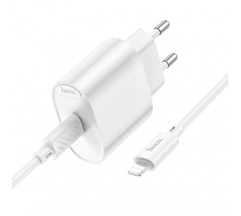 Адаптер сетевой Hoco C109A PD20W +кабель Type-C/Lightning (белый)#2119936