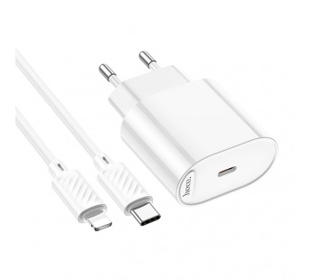 Адаптер сетевой Hoco C109A PD20W +кабель Type-C/Lightning (белый)#2119937