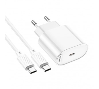 Адаптер сетевой Hoco C109A PD20W +кабель Type-C/Type-C, цвет белый#2119941