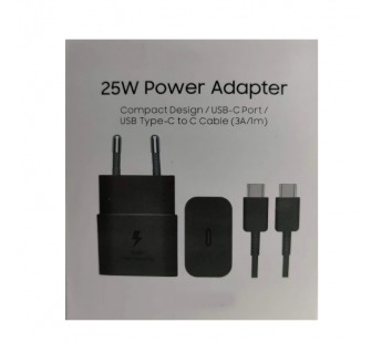 Сетевое ЗУ SAMSUNG EP-T2510 + кабель Type-C/Type-C (PD/3A/25W) черное ORG#2101639