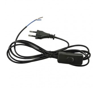 Сетевой шнур с выключателем 2х0,5 мм², 1,8 м черный, шт#2109052