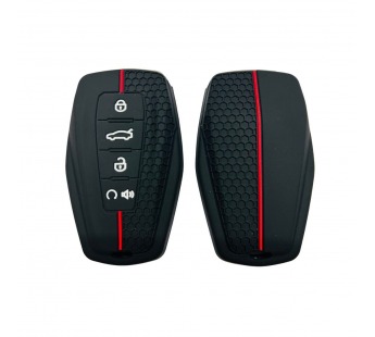 Чехол силиконовый для смарт-ключа Geely Coolray X6, X7, Emgrand Global Hawk GX7, 4 кнопки, чёрный#2099580