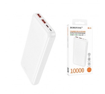 Внешний аккумулятор 10 000 mAh BOROFONE BJ80 (2USB QC3.0/PD 20W/Micro/LED инд) белый#2100662
