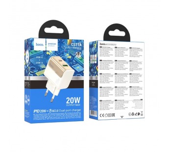 Сетевое ЗУ HOCO CS71A (USB QC3.0/PD 20W) белое#2100415