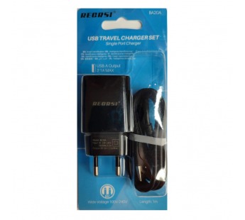 Сетевое ЗУ RECRSI BA20A + кабель Lightning (USB/2.1A) черное#2100419
