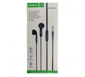 Проводные наушники 3.5 RECRSI EP-E035 черные#2099959