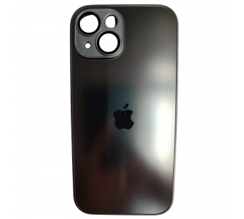 Чехол силикон-пластик iPhone 15 стеклянный матовый с логотипом серый#2109988