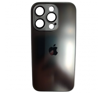 Чехол силикон-пластик iPhone 15 Pro стеклянный матовый с логотипом серый#2109987