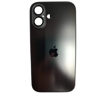 Чехол силикон-пластик iPhone 16 стеклянный матовый с логотипом серый#2109985