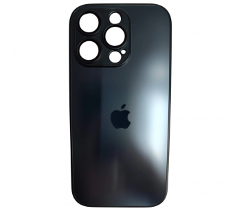 Чехол силикон-пластик iPhone 16 Pro стеклянный матовый с логотипом темно-синий#2109984