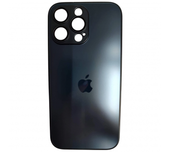 Чехол силикон-пластик iPhone 16 Pro Max стеклянный матовый с логотипом темно-синий#2109982
