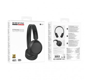 Наушники Bluetooth накладные с микрофоном BOROFONE BO37, цвет черный#2100605