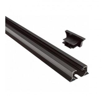 Профиль для трека +1 фазный шинопровод, токоподвод и заглушка в комплекте, 2 метра (черный), шт#2101510