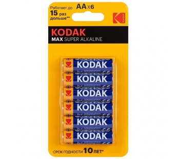 Батарейка KODAK LR06/(4+2)BL MAX Super Alkaline (72/288) (блистер 6шт)#2103699