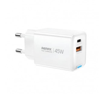 Сетевое зарядное устройство USB/Type-C Remax CA05 (45W, QC4.0, PD, 2 порта, GaN) Белый#2131972