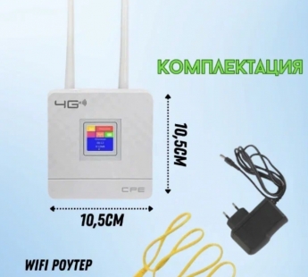Wi-Fi роутер CPF903 LCD с сим картой LTE 4G, 2 антены 300Mbps (белый)#2104526