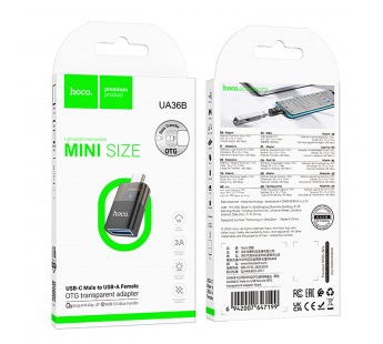 Переходник USB - Type-C Hoco UA36B (black)#2106305