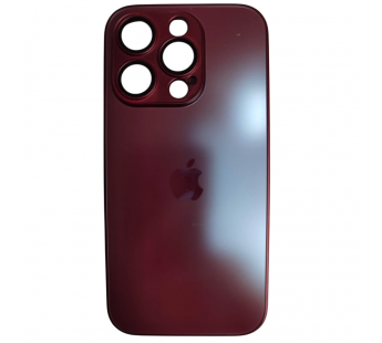 Чехол силикон-пластик iPhone 15 Pro стеклянный матовый с логотипом бордовый#2109977