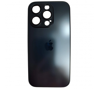 Чехол силикон-пластик iPhone 15 Pro стеклянный матовый с логотипом темно-синий#2109975