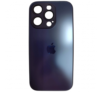 Чехол силикон-пластик iPhone 15 Pro стеклянный матовый с логотипом фиолетовый#2109974