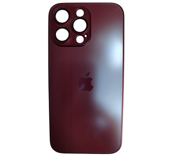 Чехол силикон-пластик iPhone 15 Pro Max стеклянный матовый с логотипом бордовый#2109972
