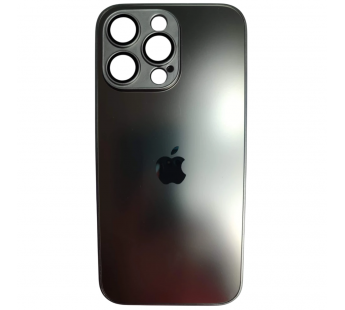 Чехол силикон-пластик iPhone 15 Pro Max стеклянный матовый с логотипом серый#2109970