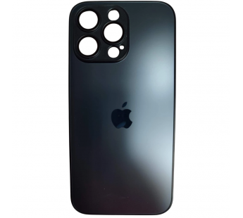 Чехол силикон-пластик iPhone 15 Pro Max стеклянный матовый с логотипом темно-синий#2109969