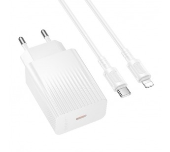 Сетевой адаптер питания BOROFONE BAS75A PD 30W + кабель Type-C - Lightning (белый)#2120750