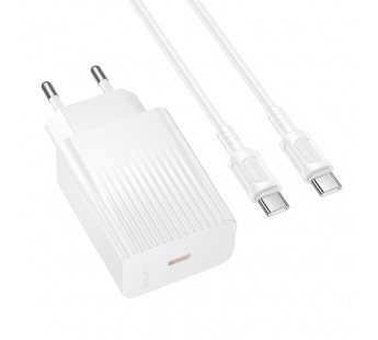 Сетевой адаптер питания BOROFONE BAS75A PD 30W + кабель Type-C - Type-C (белый)#2120751