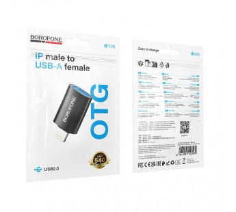 Переходник OTG BOROFONE BV26 USB - Lightning USB 2.0 (черный)#2106719