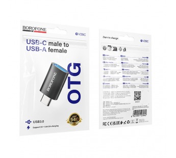 Переходник OTG BOROFONE BV26C USB - Type C USB 3.0 (черный)#2106718