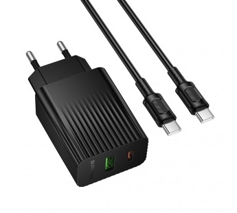 Сетевой адаптер питания BOROFONE BAS74A PD 20W QC 3.0 + кабель Type-C - Type C (белый)#2120754