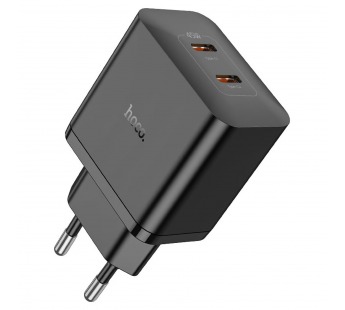 Адаптер Сетевой Hoco N35 Streamer PD GaN 2*Type-C 3A/45W (black) (241005)#2131963