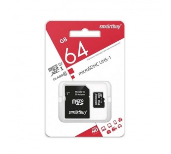 MicroSD  64GB  Smart Buy Class 10 UHS-I V10 для видеонаблюдения + SD адаптер#2107042