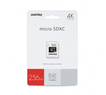 MicroSDXC  256GB  Smart Buy Class 10 UHS-I V10 для видеонаблюдения + SD адаптер#2107050