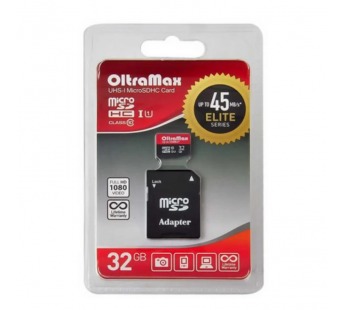 MicroSD  32GB  OltraMax Class 10  Elite UHS-I (45 Mb/s) + SD адаптер#2107094