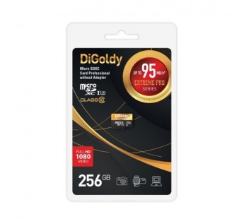 MicroSDXC  256GB  Digoldy Class 10 Extreme Pro UHS-I U3 (95 Mb/s) + SD адаптер#2107097