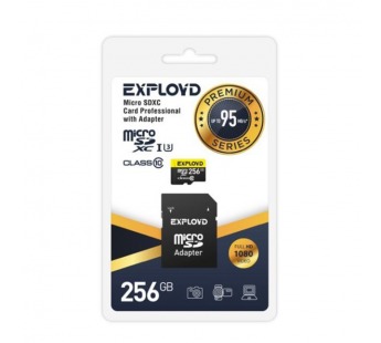 MicroSDXC  256GB  Exployd Class 10 Premium UHS-I U3 (95 Mb/s) + SD адаптер#2107006